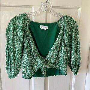 Lovers + Friends Green floral tie top